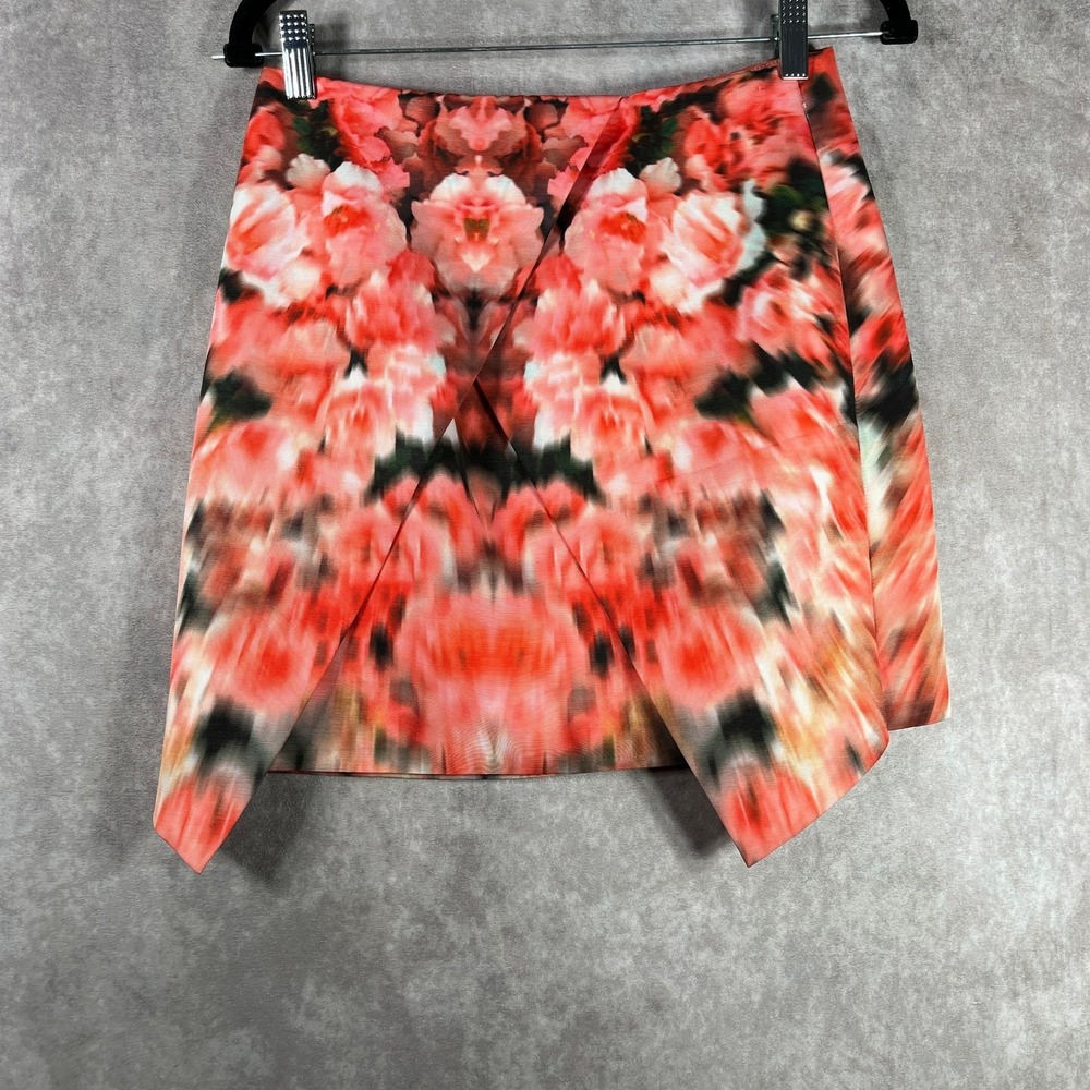 Finders Keepers Mini Skirt Womens Medium Orange Floral Lined Casual Office